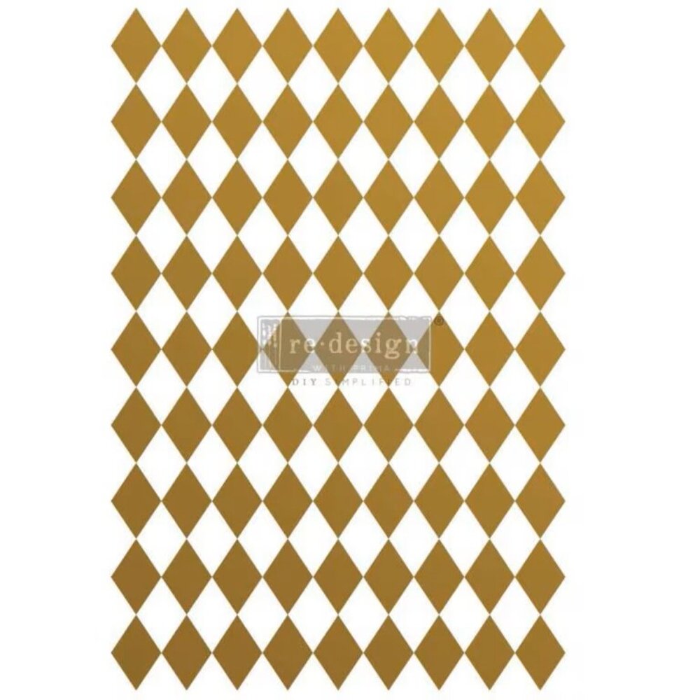 PRIMA DECOR TRANSFER®  GOLD HARLEQUIN –  SHEET SIZE 24×35, CUT INTO 2 SHEETS~DIY